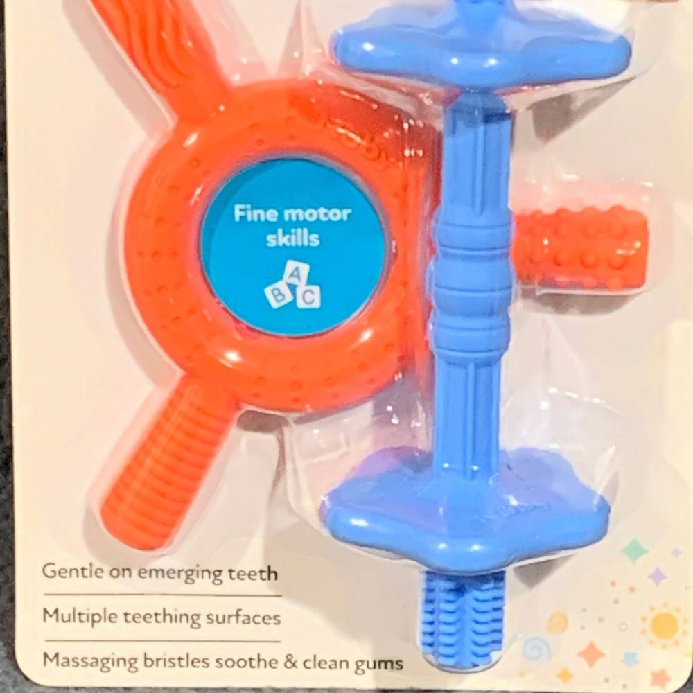 Nuby Tube Teethers Baby 3m+ Silicone BPA Free Blue Orange Sensory Relief Toy - Picture 3 of 7